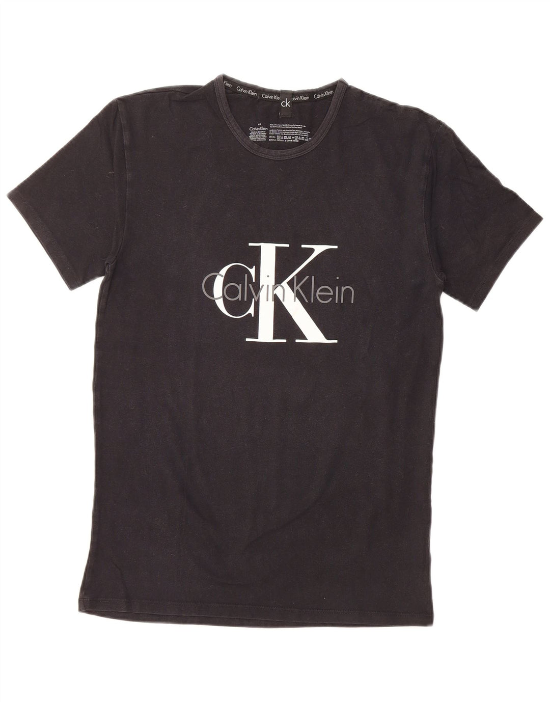 CALVIN KLEIN Herren Grafik T-Shirt Top Small Schwarz Baumwolle