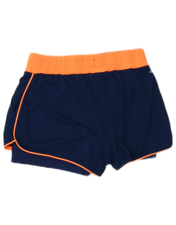Adidas Damen Climalite Sport Shorts UK 8/10 Small Marineblau Farbblock