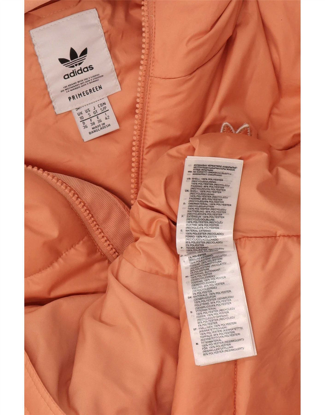 Adidas Wattierte Damenjacke mit Kapuze UK 10 Small Pink Polyester