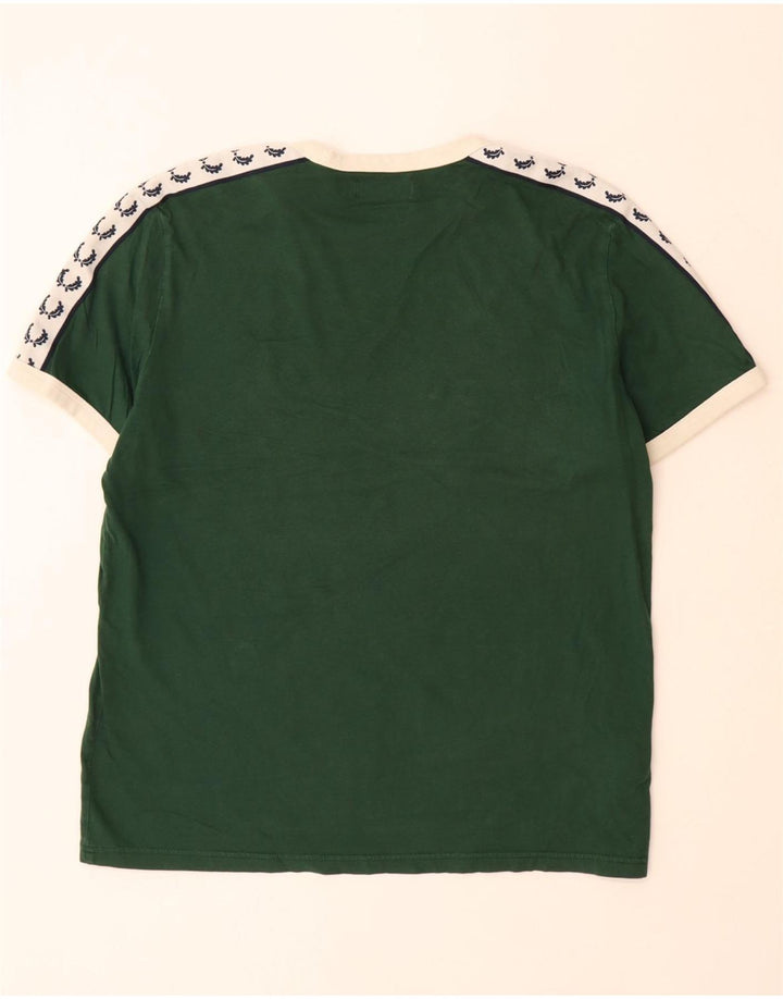 FRED PERRY Herren-T-Shirt mit Grafik, groß, grüne Farbblock-Baumwolle