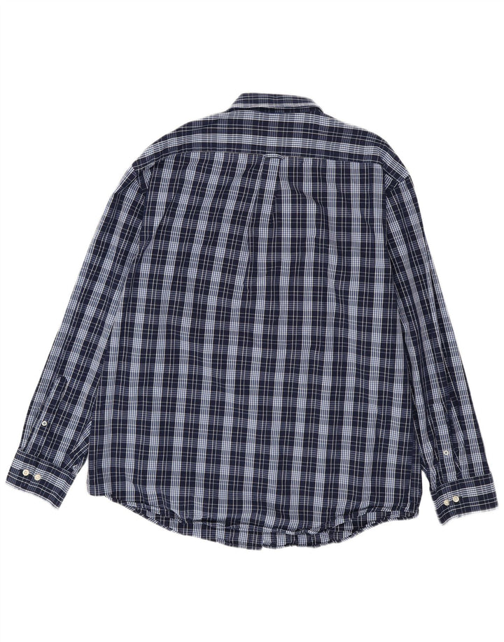 IZOD Herrenhemd XL Marineblau kariert Baumwolle