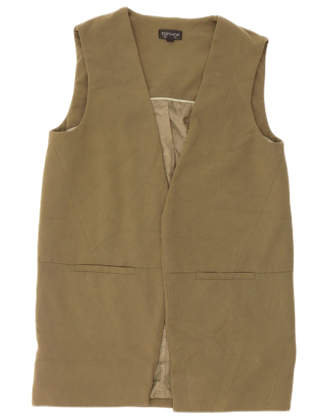 Topshop Damen Longline Weste UK 12 Medium Khaki