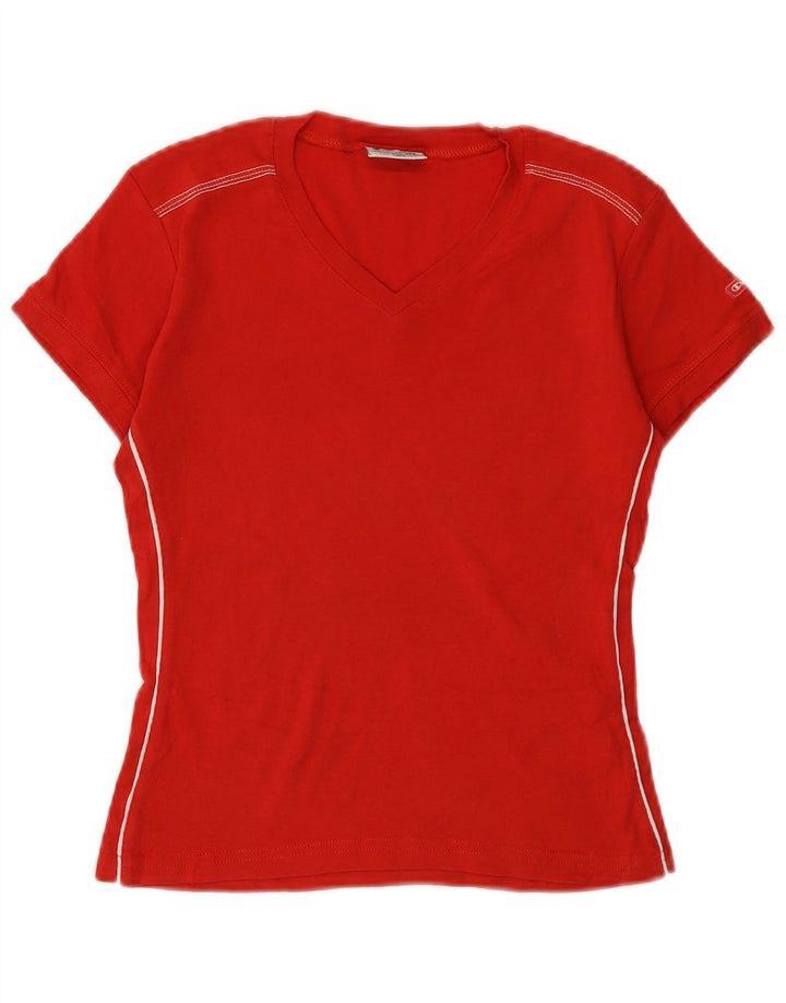 CHAMPION Damen Crop T-Shirt Top UK 12 Mittelrote Baumwolle