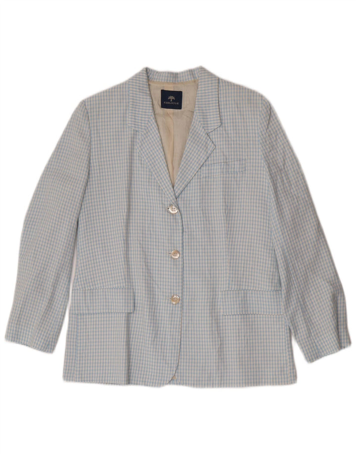 Vintage Damen 3-Knopf-2-teiliges Set IT 46 Große blaue Gingham-Viskose