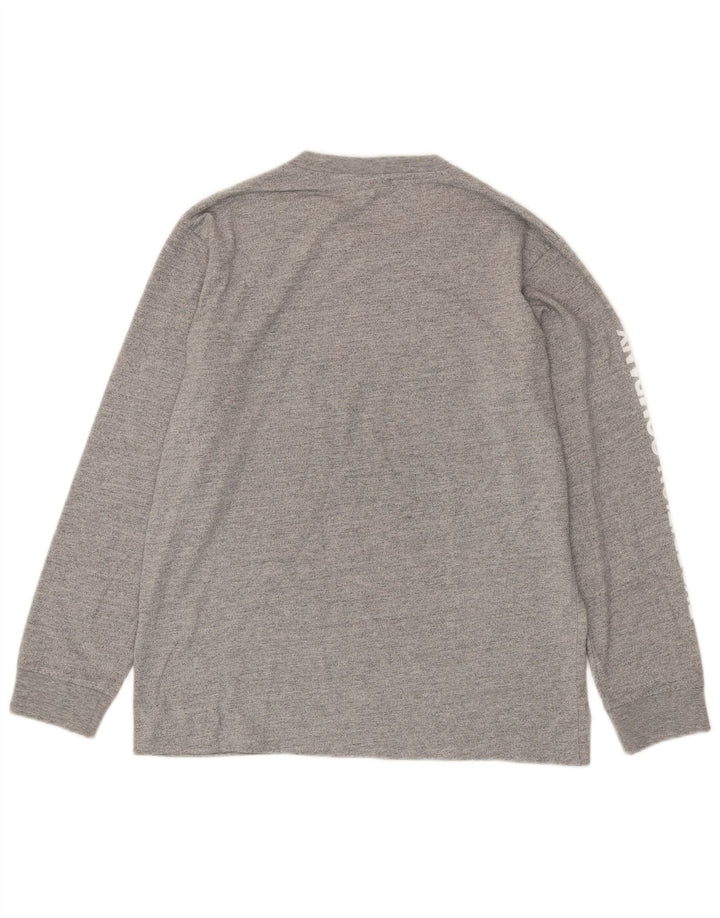 SUPERDRY Herren-Grafik-Oberteil mit langen Ärmeln, Mittelgrau gesprenkelte Baumwolle