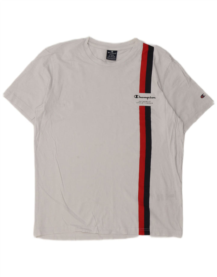 Champion Herren-T-Shirt, groß, weiß gestreift, Baumwolle