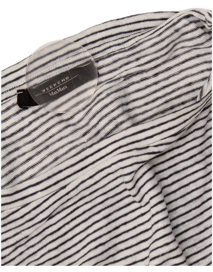 Max Mara Damen Weekend T-Shirt Top UK 14 Mittelweiß gestreift nautisch