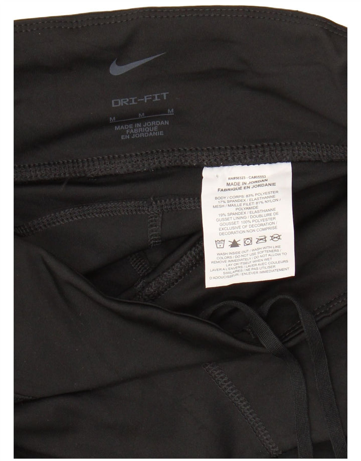 NIKE Womens Dri Fit Crop Leggings UK 12 Mittelschwarzes Polyester
