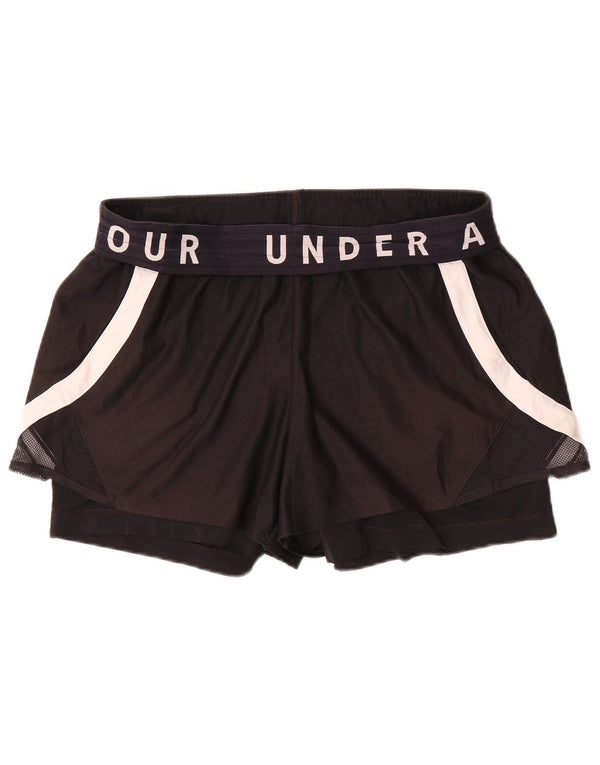 Under Armour Damen Heat Gear Sportshorts UK 14 Large Schwarz Colourblock