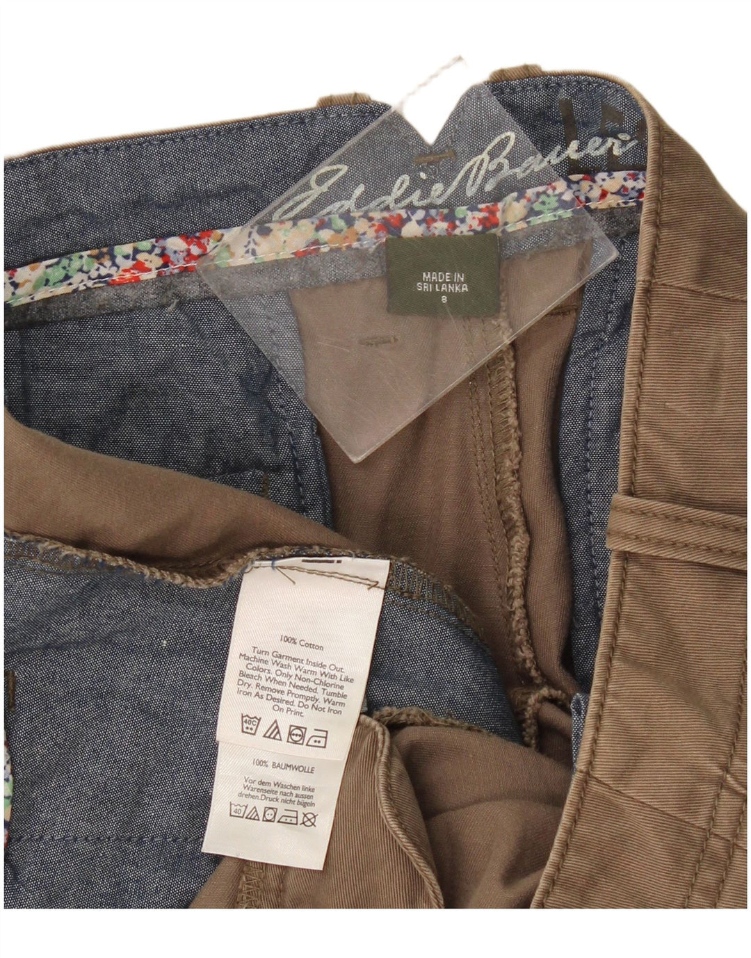 Eddie Bauer Damen Caprihose US 8 Medium W34 L23 Beige Baumwolle