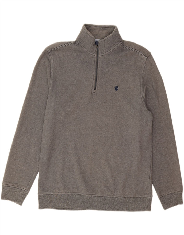 IZOD Mens Zip Neck Sweatshirt Jumper Medium Grey Polyester Vintage Izod and Second-Hand Izod from Messina Hembry 