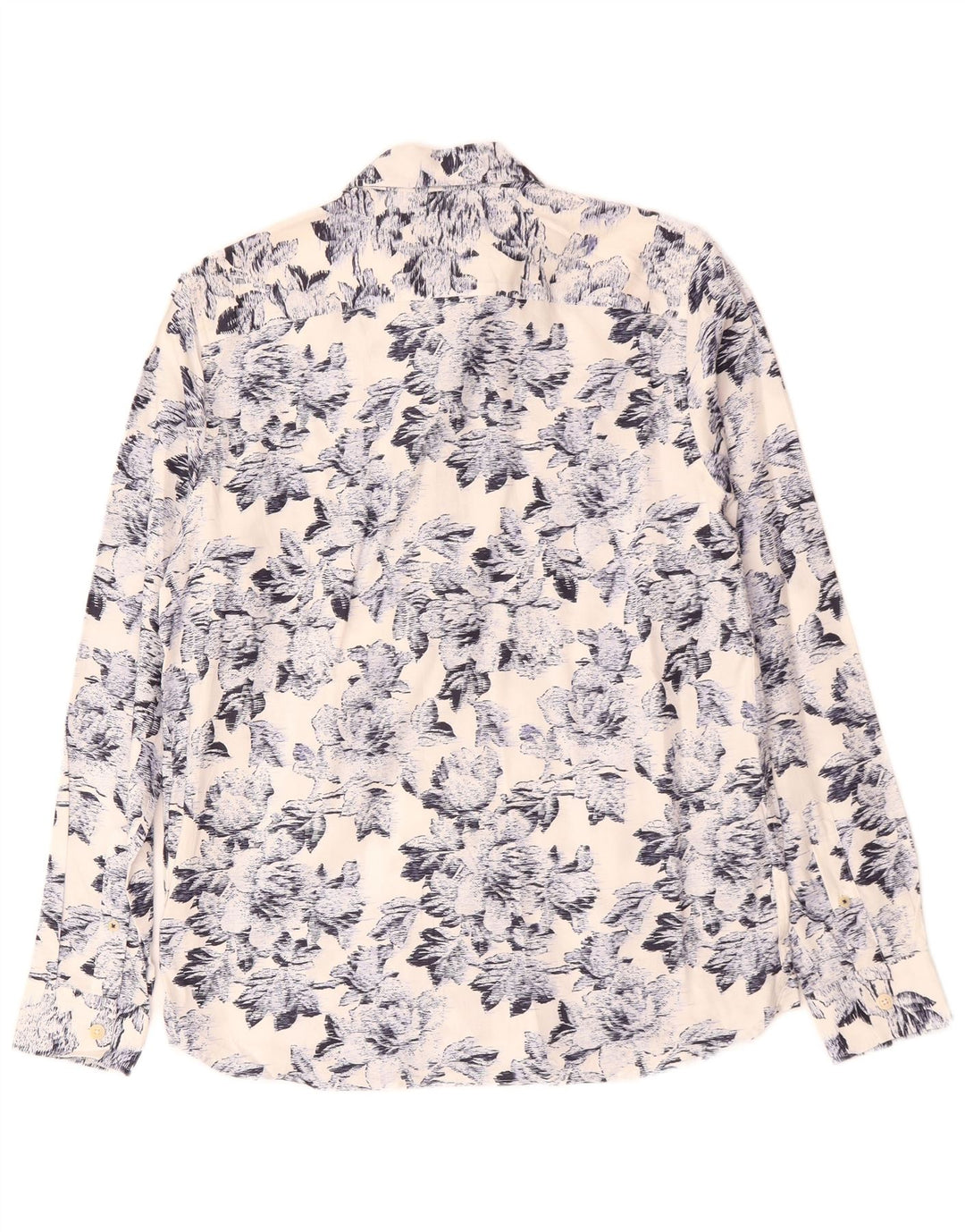 TED BAKER Herrenhemd, Größe 2, klein, weiße Baumwolle mit Blumenmuster