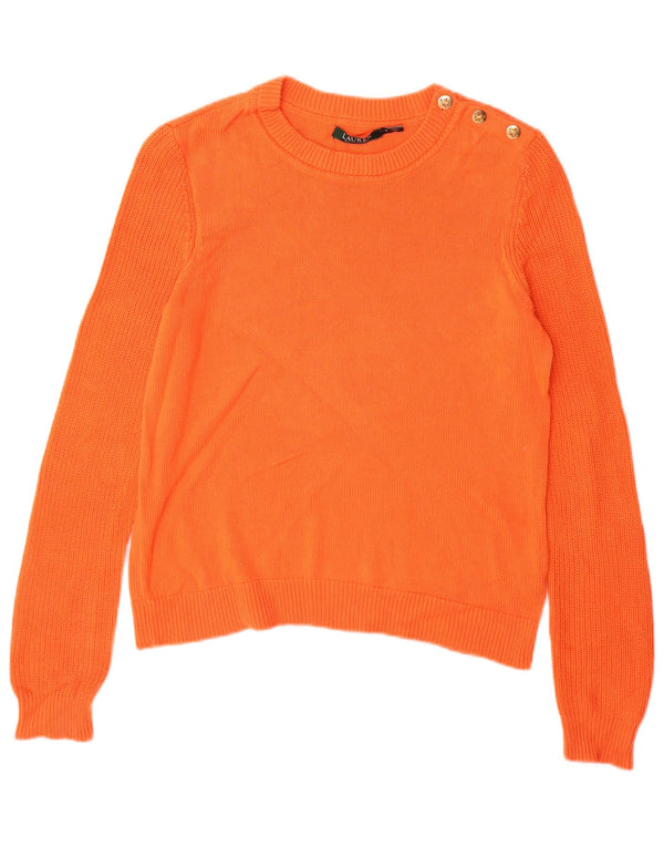 Ralph Lauren Damen-Pullover mit Rundhalsausschnitt, UK 14, mittelorange Baumwolle