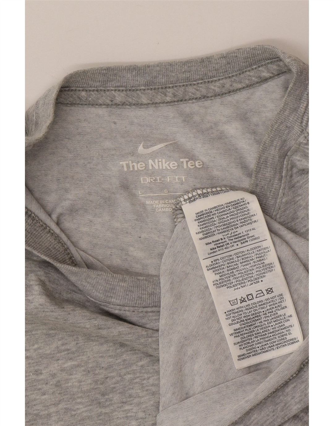 NIKE Herren Dri Fit T-Shirt Top Large Grau Baumwolle