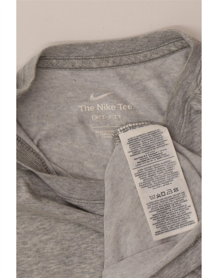 NIKE Herren Dri Fit T-Shirt Top Large Grau Baumwolle