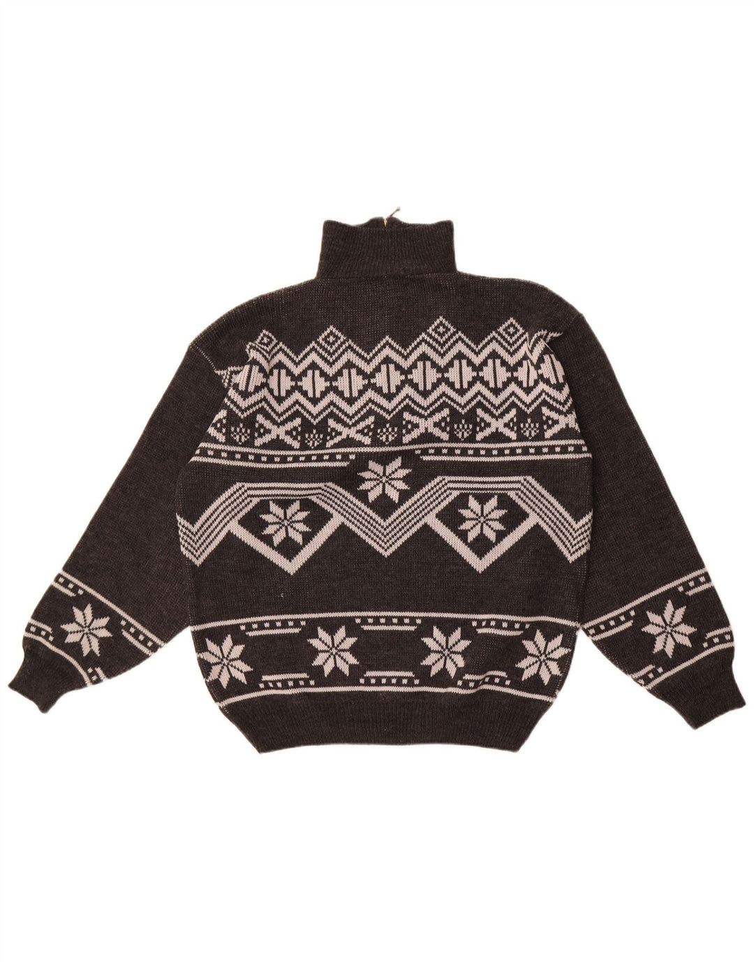 Jacques Lorant Herren-Pullover mit Reißverschluss am Hals, Größe L, Grau, Fair Isle