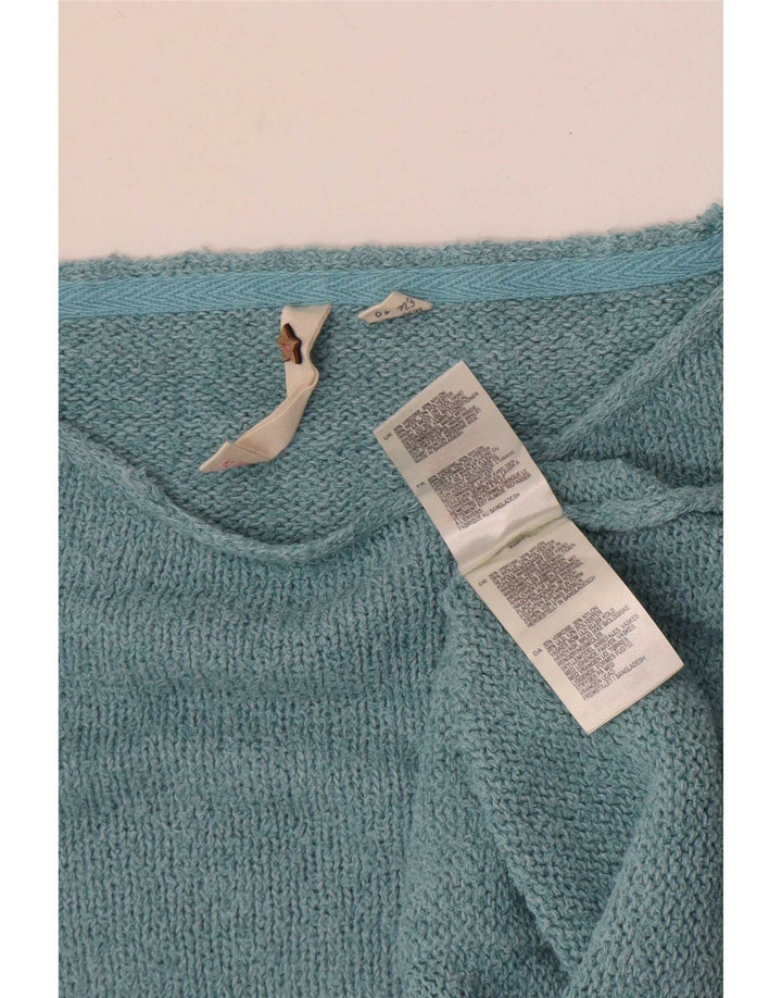 White Stuff Damen-Pullover mit U-Boot-Ausschnitt, UK 12, mittelblaue Viskose