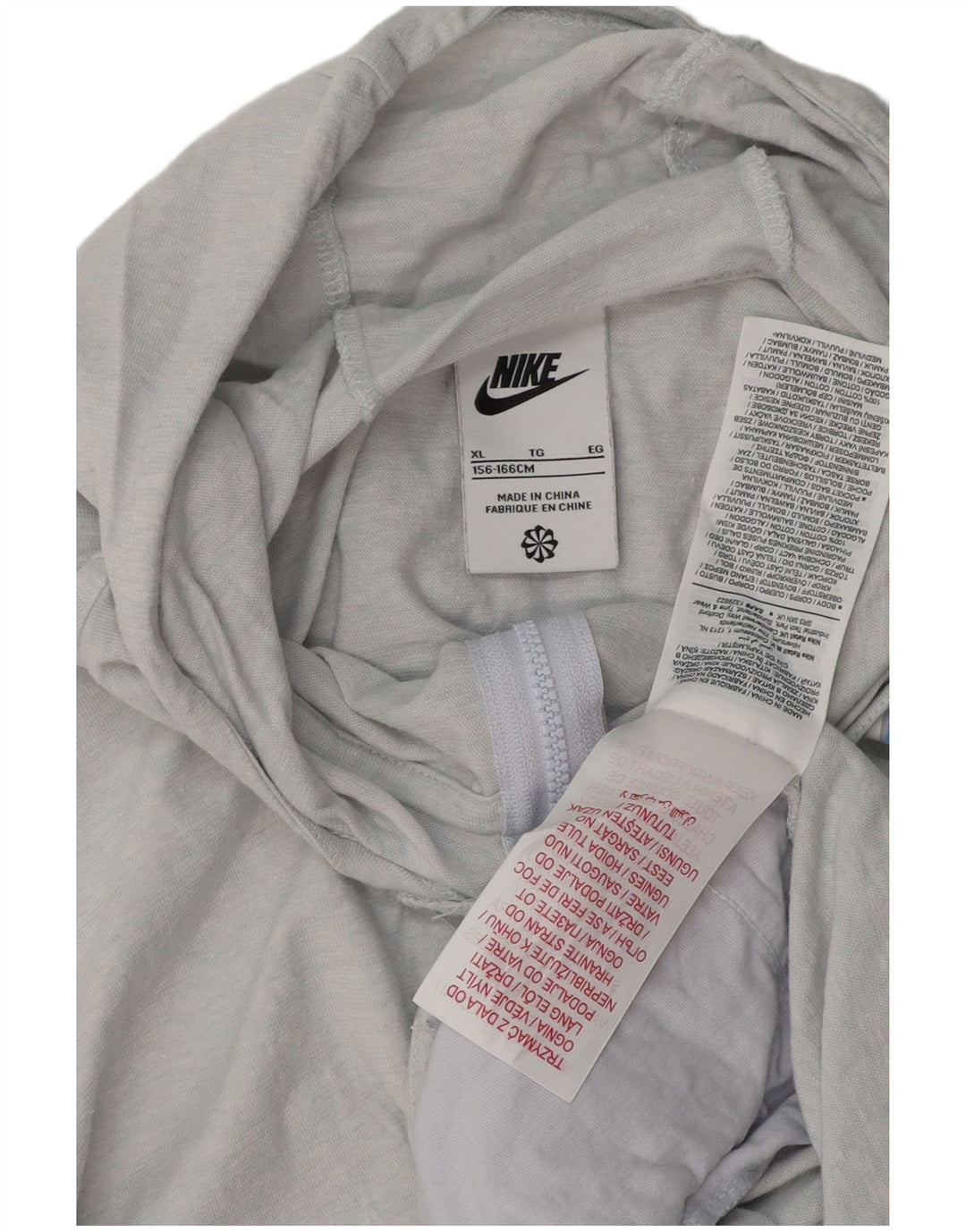 NIKE Mädchen-Kapuzenpullover mit Reißverschluss, 13–14 Jahre, XL, graue Baumwolle