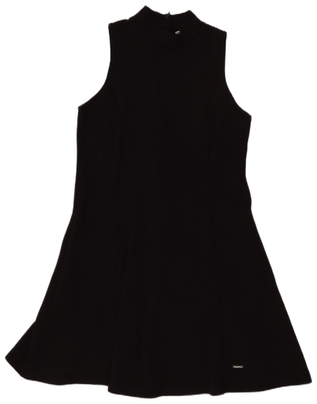 Superdry Damen Ärmelloses A-Linien-Kleid UK 12 Mittelschwarzes Polyester