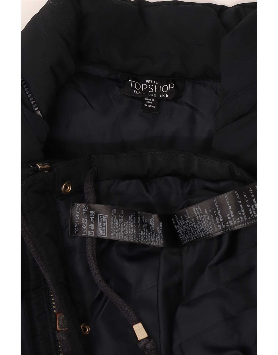 Topshop Damen Wattierte Jacke UK 6 XS Marineblau Polyester