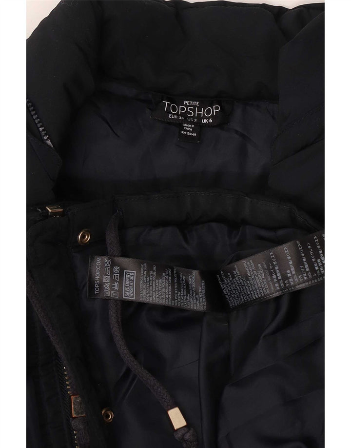Topshop Damen Wattierte Jacke UK 6 XS Marineblau Polyester