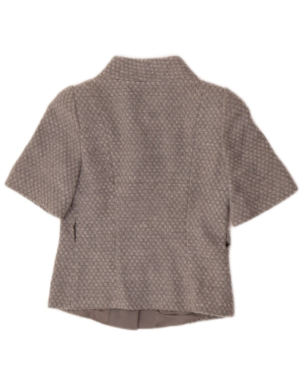 Benetton Damen Kurzarm-Bolero-Jacke IT 38 XS Grau meliertes Acryl