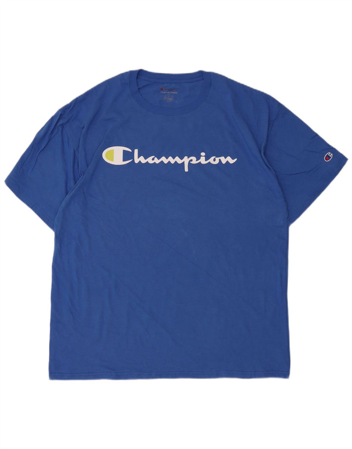 Champion Herren Grafik T-Shirt Top XL Blau Baumwolle