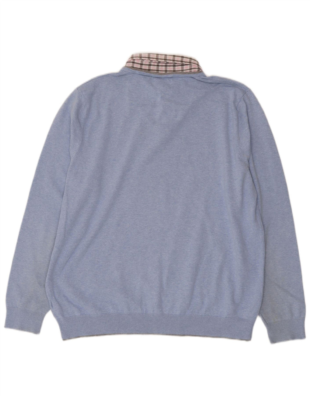 Marks & Spencer Herren-Pullover, reguläre Passform, V-Ausschnitt, XL, blau kariert, Baumwolle