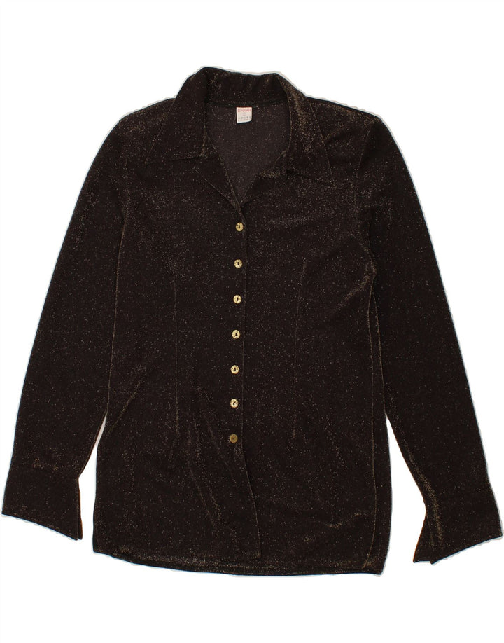 VINTAGE Womens Shirt Blouse UK 14 Large Black Vintage Vintage and Second-Hand Vintage from Messina Hembry 