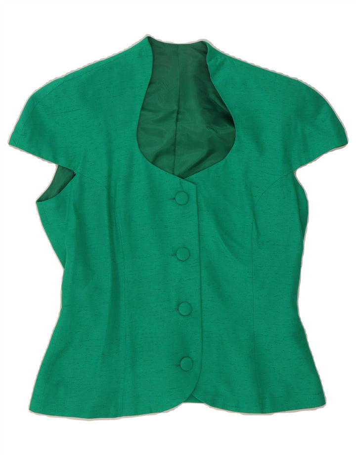 VINTAGE Womens Short Sleeve Blazer Jacket EU 40 Medium Green Flecked Vintage Vintage and Second-Hand Vintage from Messina Hembry 