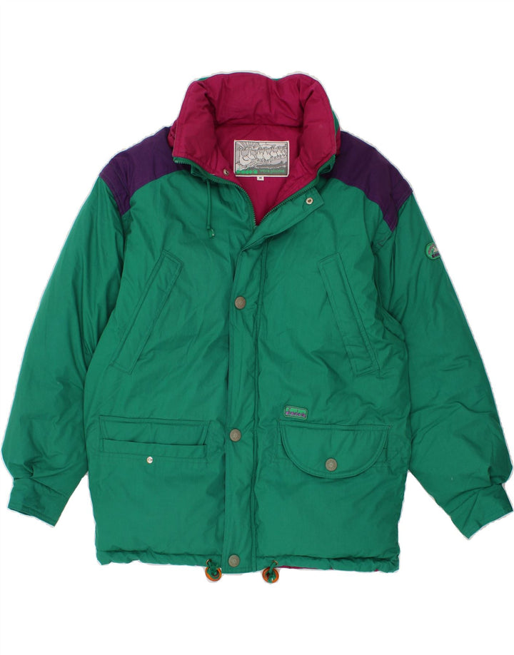 DIADORA Wattierte Herrenjacke UK 38 Mittelgrünes Colourblock-Polyester