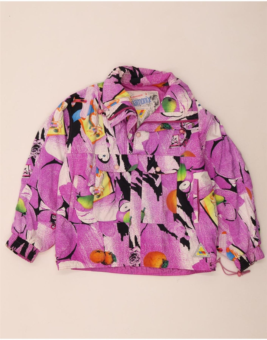 Chamonix Womens Abstract Pattern Übergroße Anorakjacke UK 10 Small Lila