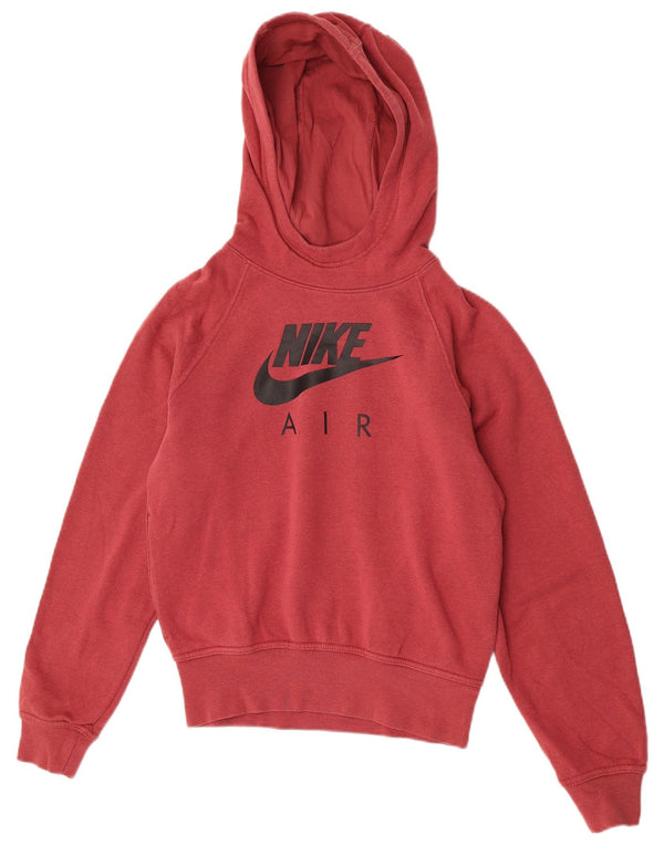 Nike Womens Graphic Oversized Hoodie Pullover UK 6 XS Rot Colourblock Baumwolle