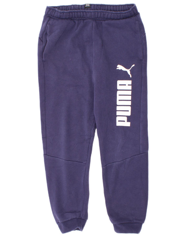 Puma Jungen-Trainingsanzug mit Grafik, Jogginghose, 7–8 Jahre, marineblaue Baumwolle