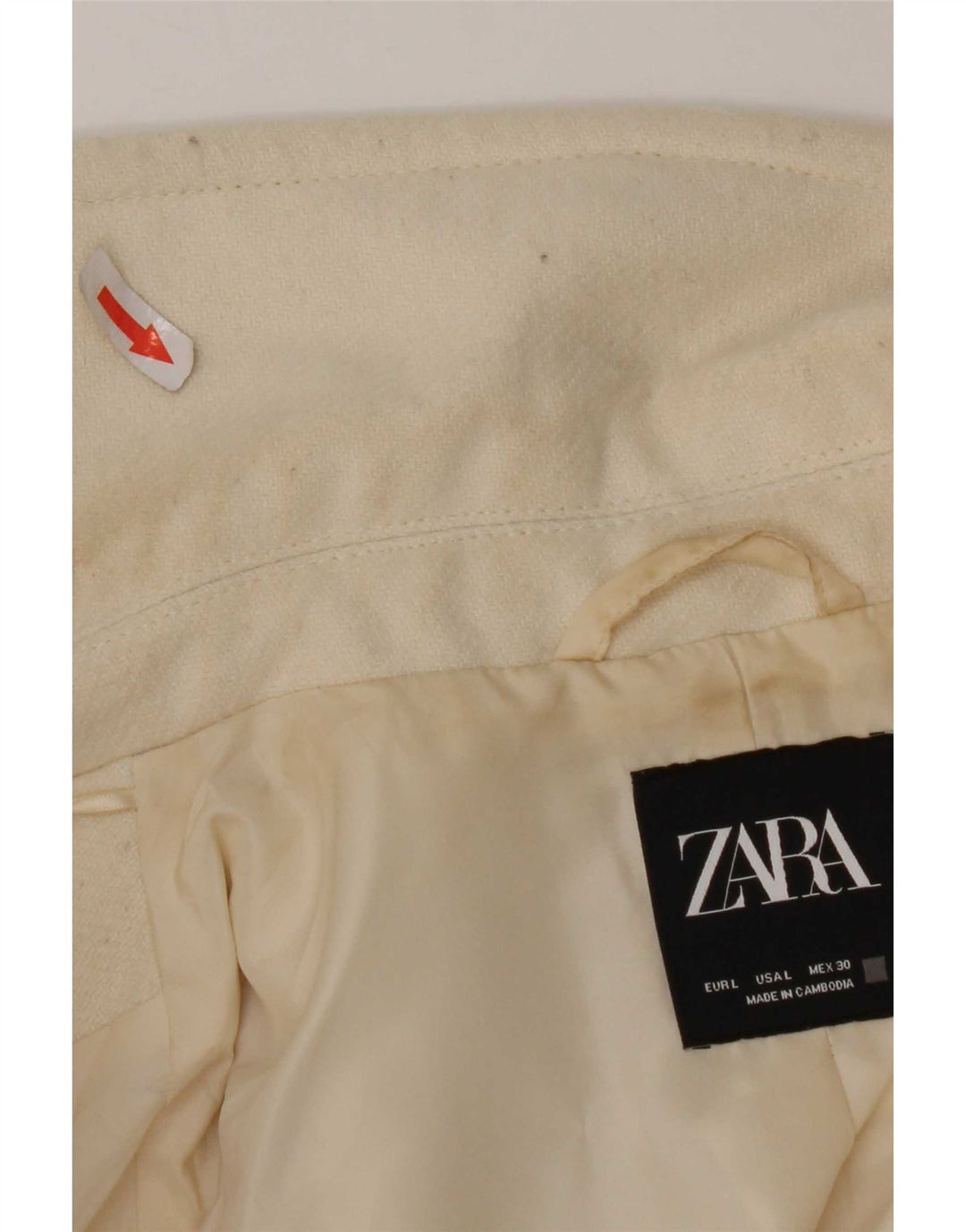 Zara Damen Mantel UK 16 Large Weiß Polyester