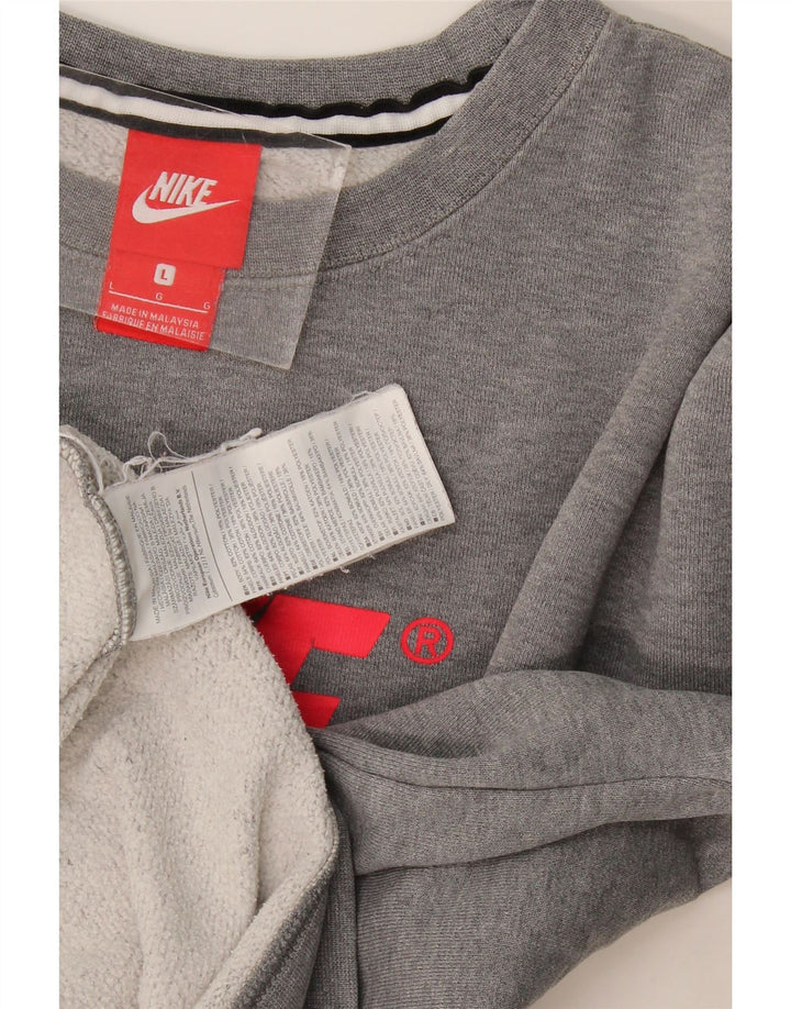 Nike Herren-Sweatshirt mit Grafik, groß, graue Farbblock-Baumwolle