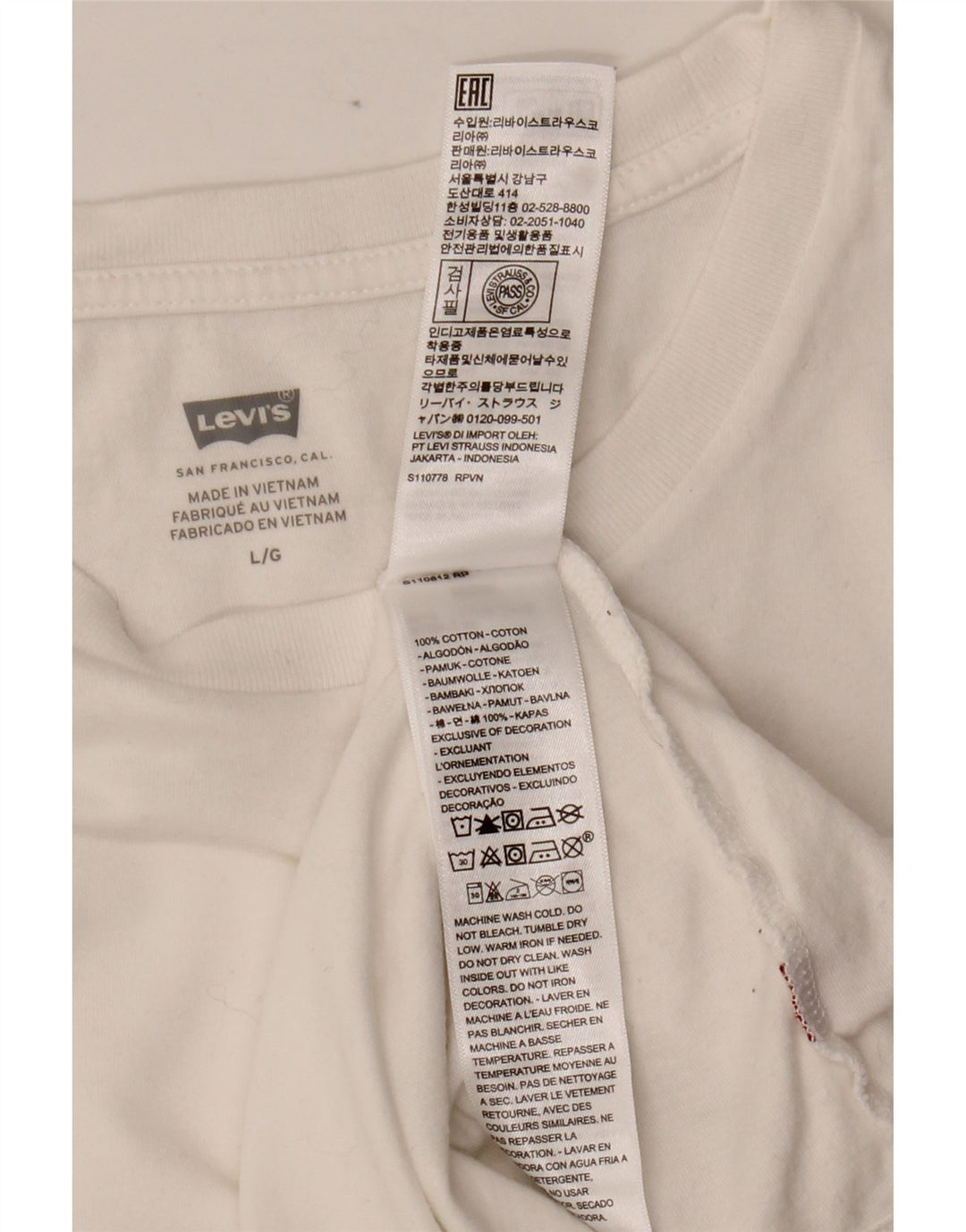 LEVI'S Damen T-Shirt Top UK 14 Large Weiße Baumwolle