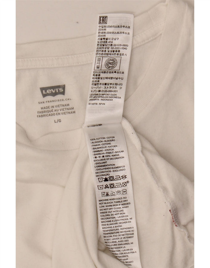 LEVI'S Damen T-Shirt Top UK 14 Large Weiße Baumwolle