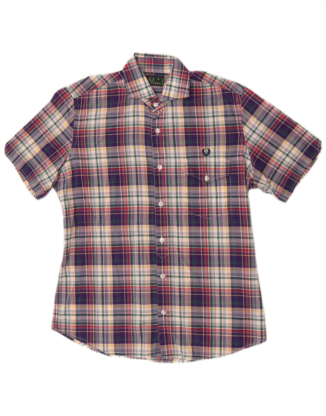 Fred Perry Herren Kurzarm-Slim-Fit-Hemd, klein, mehrfarbig kariert
