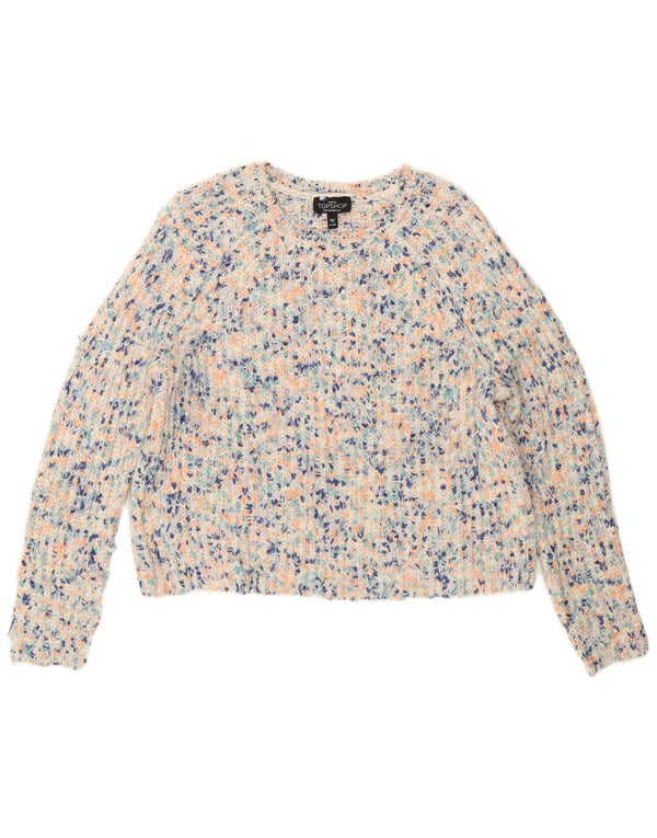 Topshop Damen-Pullover in Übergröße mit U-Boot-Ausschnitt, Gr. 8, Größe S, weiß gefleckt