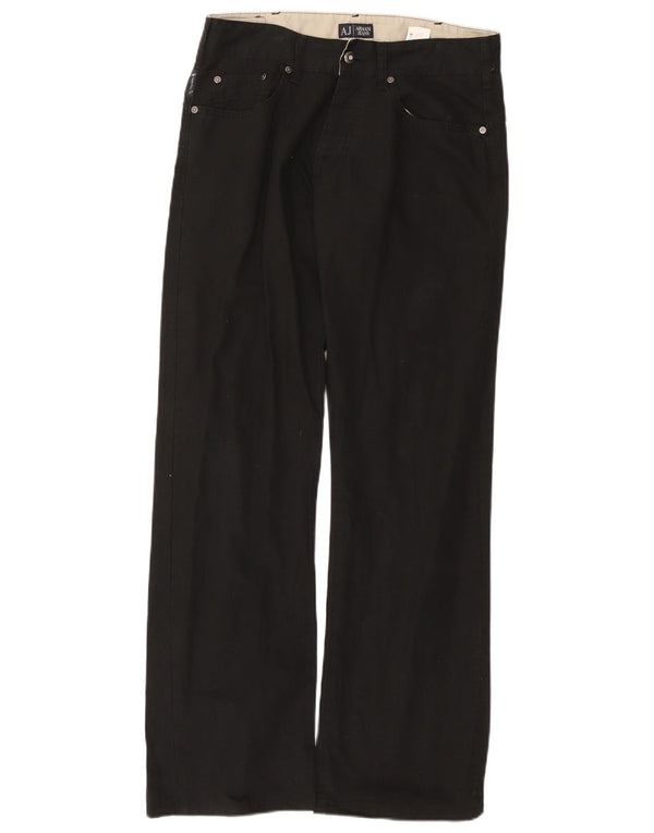 Armani Mens Bootcut Casual Trousers W34 L32 Black Cotton