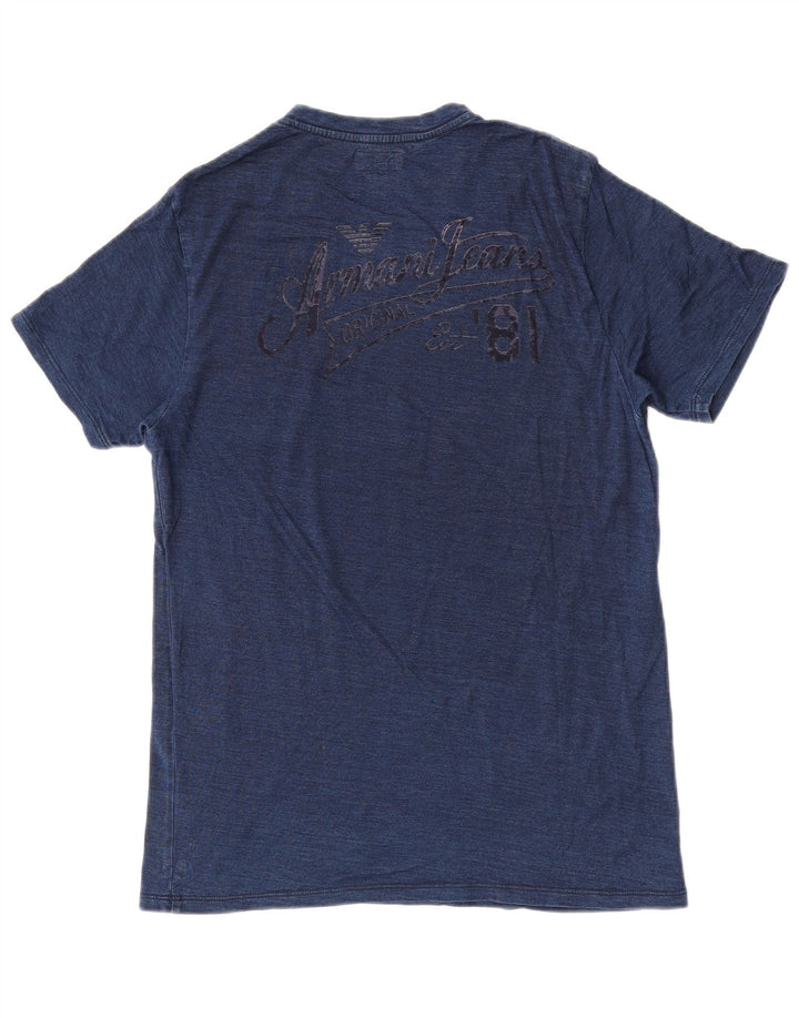 Armani Herren-T-Shirt mit Grafik, klein, blau gefleckte Baumwolle