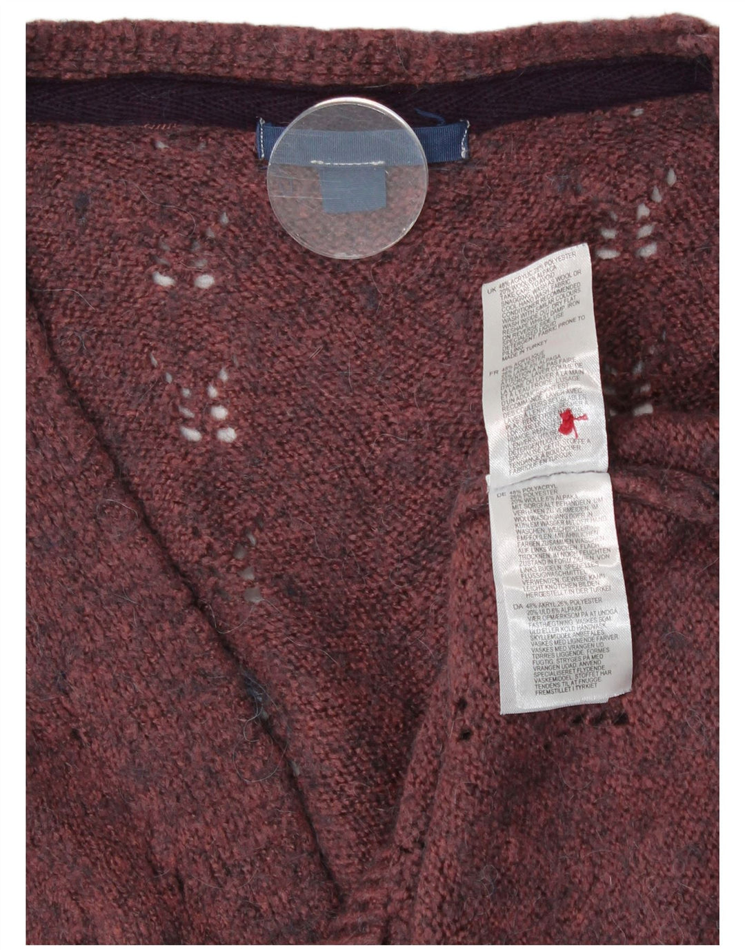 White Stuff Damen-Strickjacke mit lockerer Passform, UK 14, mittleres Kastanienbraun, Acryl