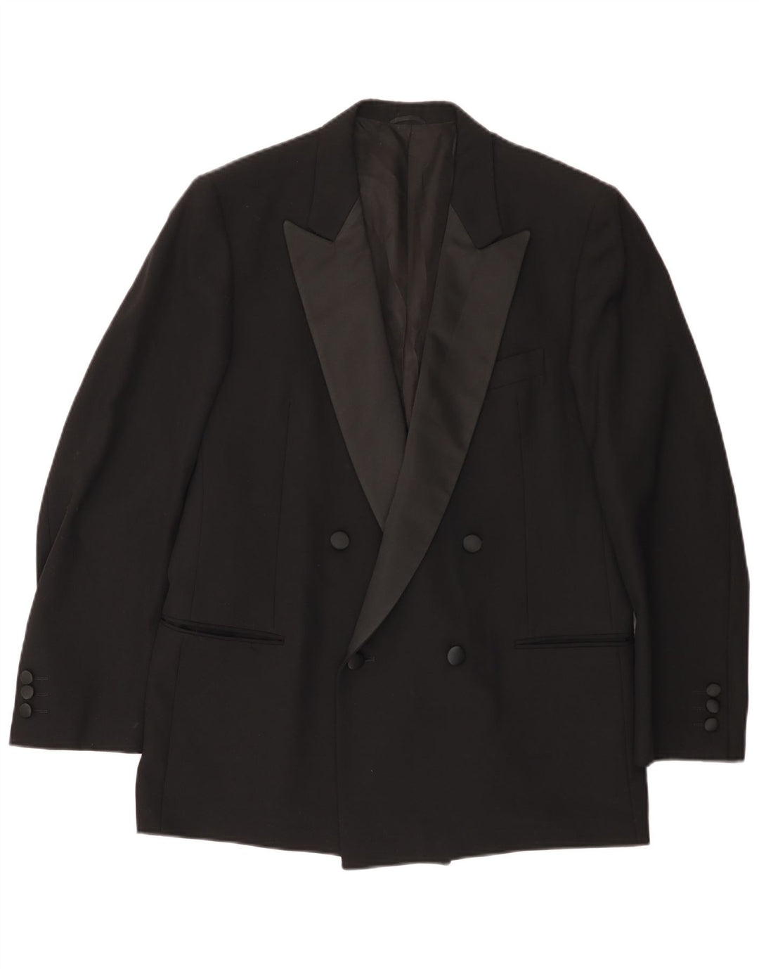 Vintage Herren Zweireiher Blazer Jacke IT 50 Große schwarze Wolle
