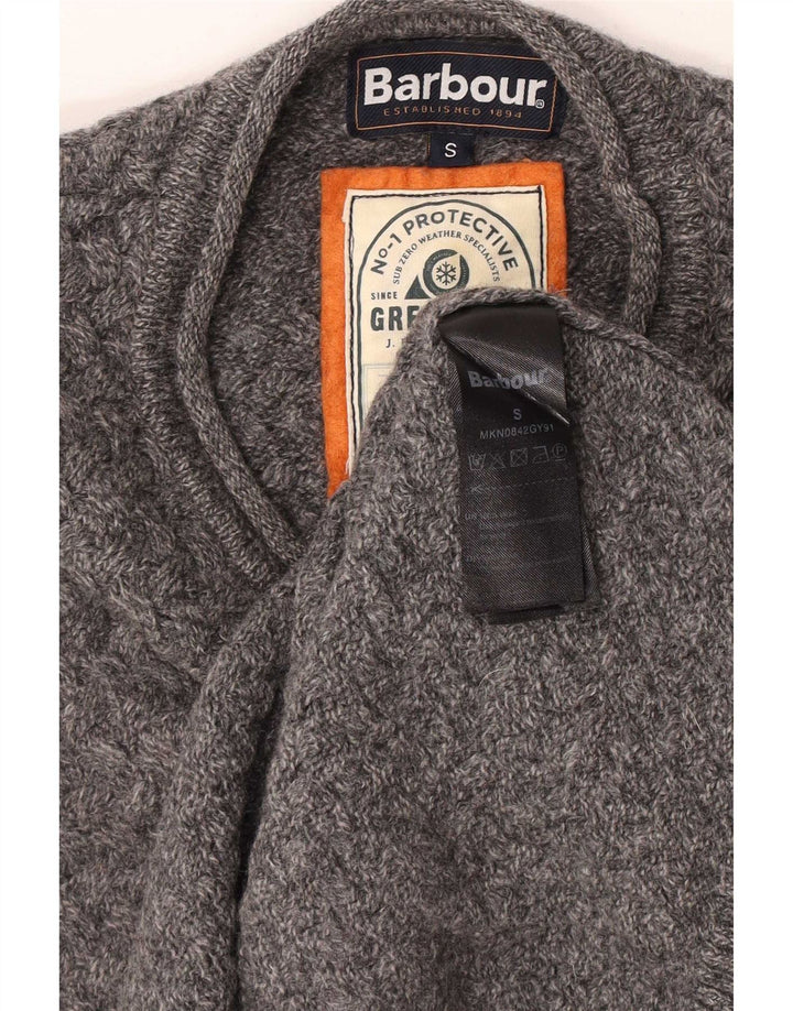 Barbour Herren-Pullover mit Rundhalsausschnitt, kleine graue Wolle