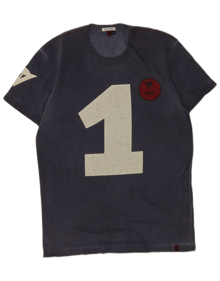 Dainese Herren Grafik-T-Shirt-Oberteil aus mittelblauer Baumwolle