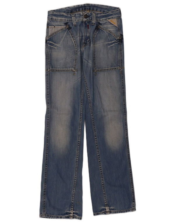 Replay Damen Straight Jeans W30 L34 Blaue Baumwolle