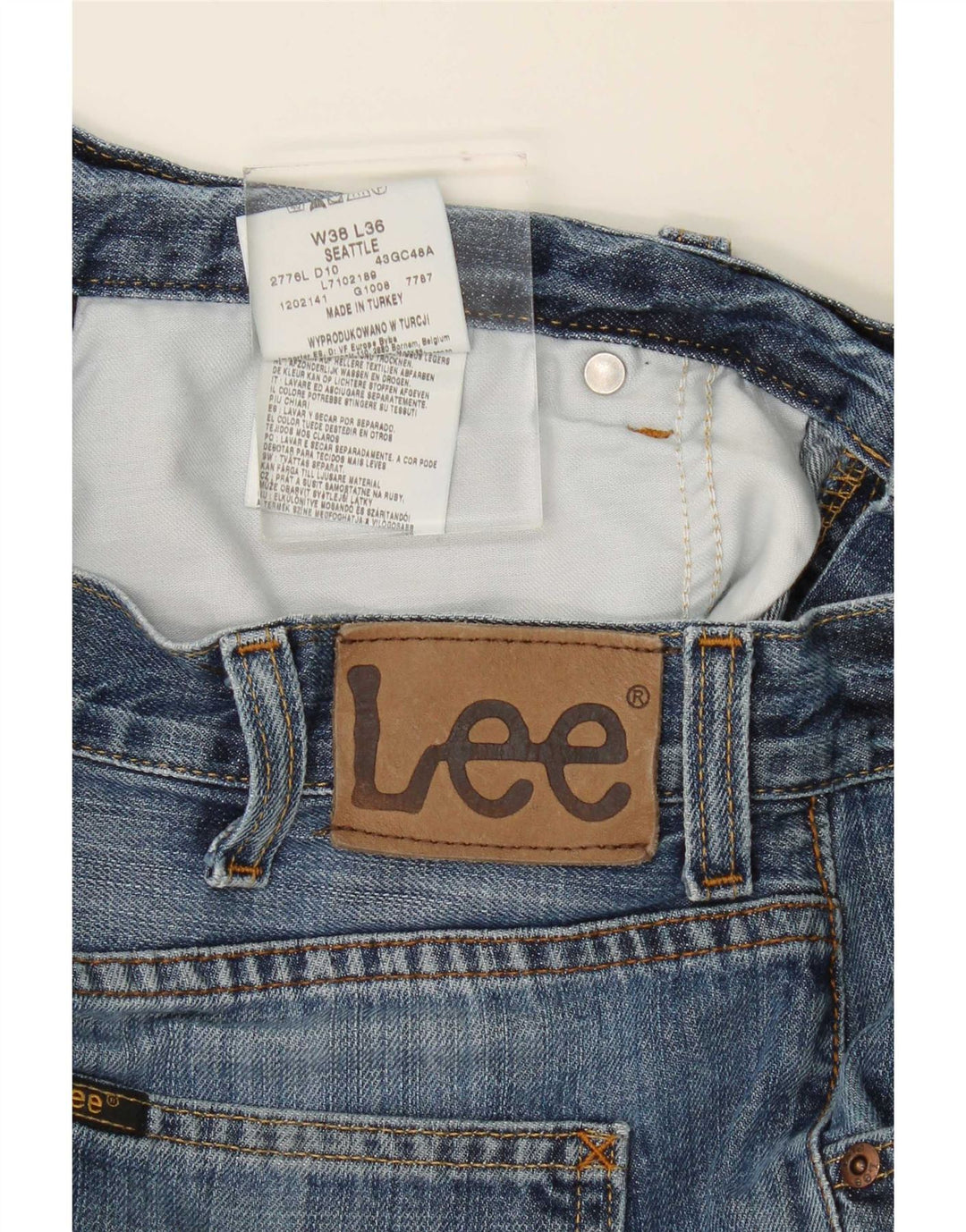 Lee Herren Seattle Straight Jeans W38 L30 Blaue Baumwolle