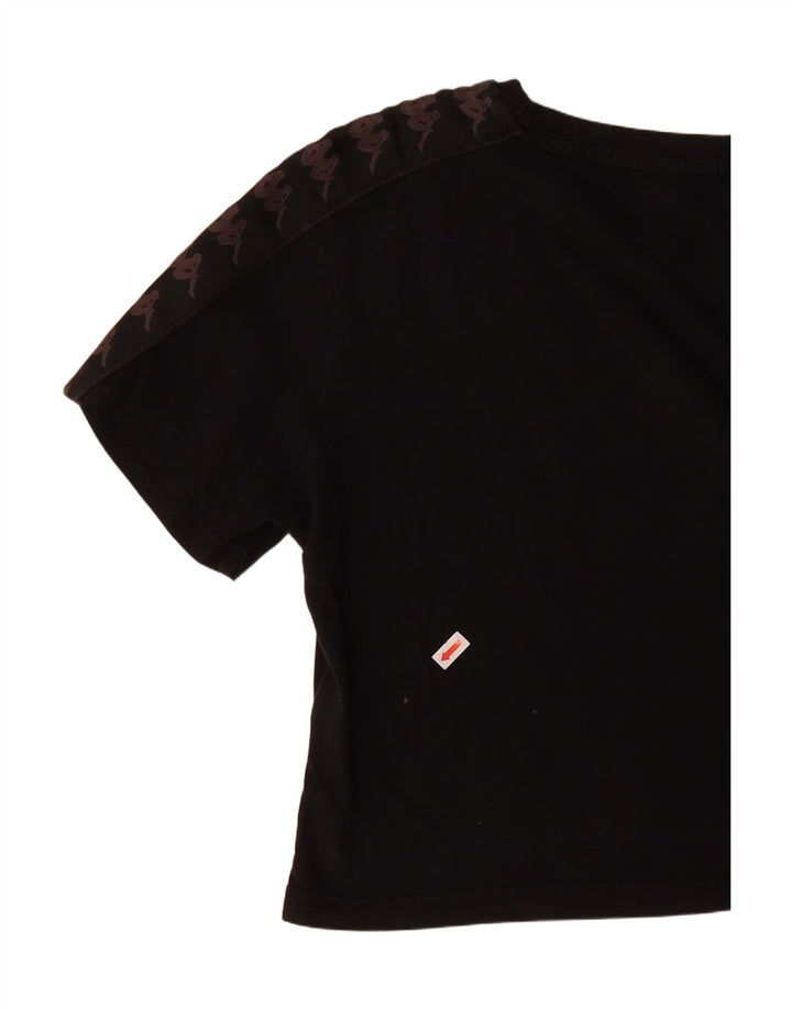 KAPPA Womens Oversized Crop Graphic T-Shirt Top UK 10 Small Black Vintage Kappa and Second-Hand Kappa from Messina Hembry 
