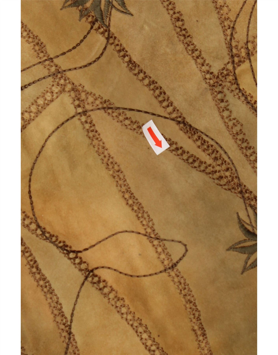 VINTAGE Damen Wildlederweste EU 38 Mittelbraunes Blumenleder